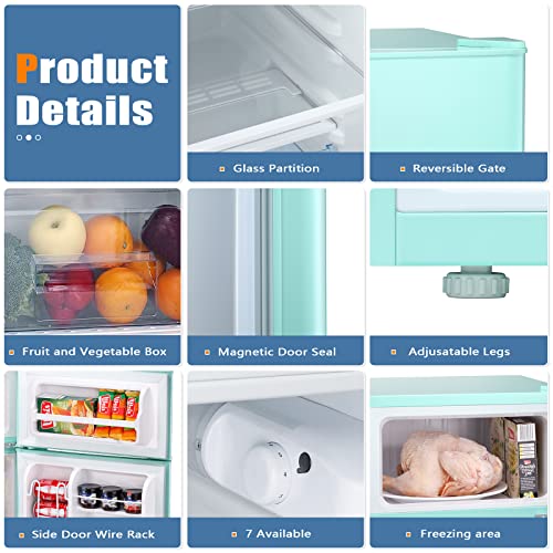 Antarctic Star Minifridge 3.1Cu.Ft Compact Fridge 2Doors Freezer Low