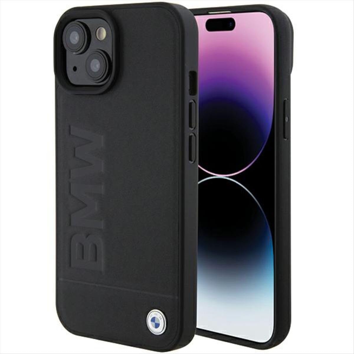 BMW BMHCP15SSLLBK Case for iPhone 15 6.1 Inch Black Leather Hot Stamp