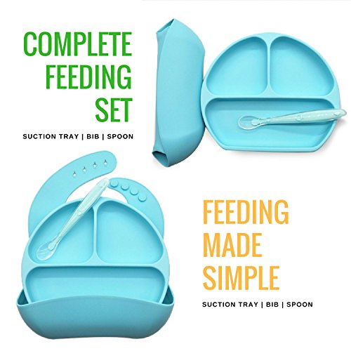image for WNOPA Silicone Baby Feeding Complete Set Food Divider Plate Bib Flexib