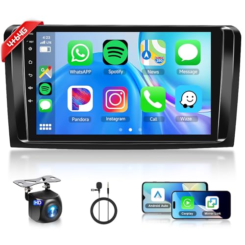 4G+64G Android Car Radio for Mercedes Benz ML GL W164 ML350 ML500 GL320 X164 ML280 GL350 9 Inch Carplay Wireless Radio with ndroid Auto Navi GPS Mirror Link Bluetooth WiFi/FM/RDS/EQ/SWC/USB