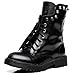 Shenn Women's Round Toe Knee High Punk Military Combat Boots(Black,US8)