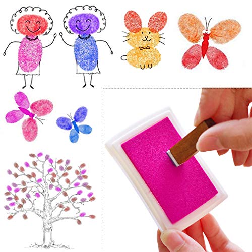 Yolyoo 15pcs Stamp Pads Colourful Craft Ink Pad Rainbow Finger Ink pad for DIY Rubber Stamps, Paper, Wood Fabric
