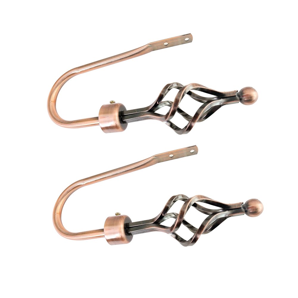 iHomestyle One Pair Long Spiral All Metal Curtain Holdbacks,Curtain Tiebacks,Curtain Hooks (Red Bronze)