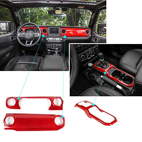 Red Dashboard Control Console Trim Panel Cover Decor for 20182021 Jeep