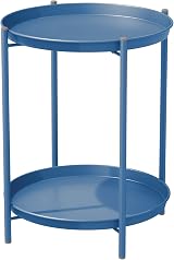 Grand patio 2-Tier Round Side Table Peacock Blue Outdoor Patio
