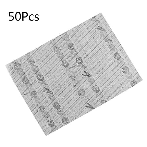 Kofun Package Paper, 50 Pieces Wax Paper Food Grade Grease Paper Food Wrappers Wrapping Paper 4#
