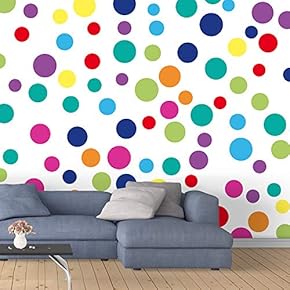 Wall Murals for Bedroom Abstract Colorful Dots Collage Removable Wallpaper Peel and Stick Wall Stickers - 66x96 inches