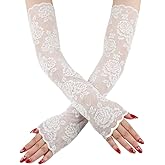 Specell Women's Lace Long Gloves Fingerless Floral Gloves Bridal Prom Glove For Wedding Party Tea Parties Costume Accessories