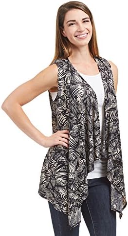 CTC Womens WSK1351 Lightweight Print Draped Sleeveless Cardigan L Sharp_Taupe