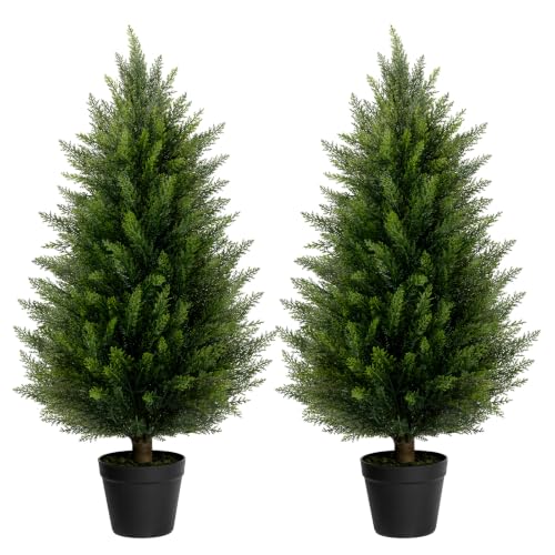 Artificial Cedar Topiary Trees Set