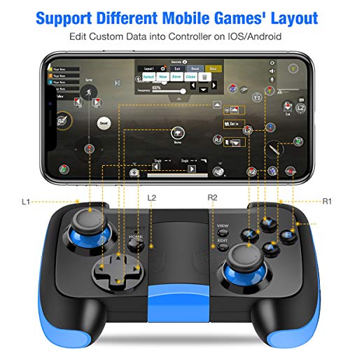 BEBONCOOL Android Wireless Game Controller with Clip for Android Phone/Tablet/Samsung/Game Boy Emulator, Works with Bluetooth (Blue)