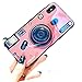 Aulzaju iPhone Xs Max Shiny Shockproof Ring Stand Case, iPhone Xs Max Bling Beauty Soft TPU Air Cushion Holographic Sparkle Case Cover for iPhone Xs Max for Girls Women (iPhone Xs MAX 6.5 inch, Pink)