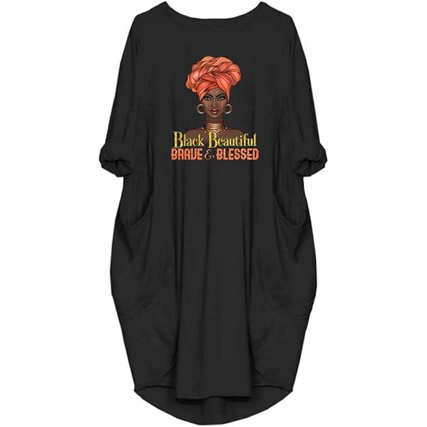 JiaMa Black Women's Long Sleeve Loose Tunic Dress With Pockets - Oversize Cotton XX-Large - View #7