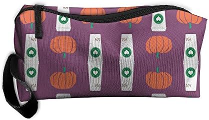Pumpkins Autumn Fall Latte Zippered Pencil Case, Makeup Bag, Organizer Holder 3D Printed Travel Toiletry Bag