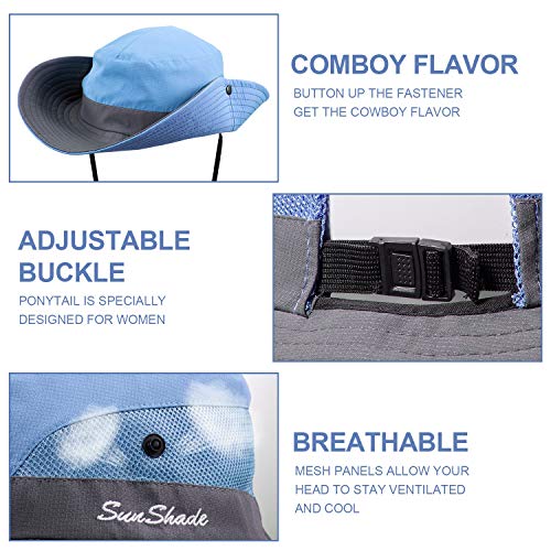 image for Norme 2 Pieces Women's Outdoor Sun Hat UV Protection Foldable Mesh Wid