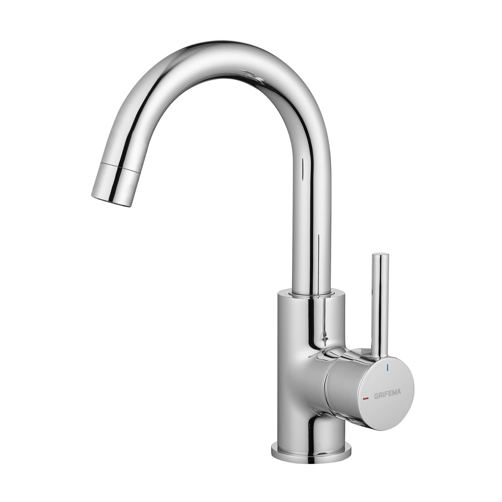 GRIFEMA Chrome Basin Mixer Tap for Bathroom – 360° Swivel Stainless Steel Faucet, Hot & Cold Water Control, Water-Saving Aerator, Durable & Easy DIY Installation, Model G1002