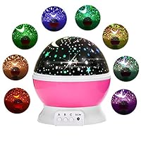 HahaGift Birthday Present for 3-12 Year Old Girl, Night Light Star Moon Projector for Kids Toys for 3 4 5 6 Year Old Girls Boys Gifts for 7 8 9 Year Girls, Pink