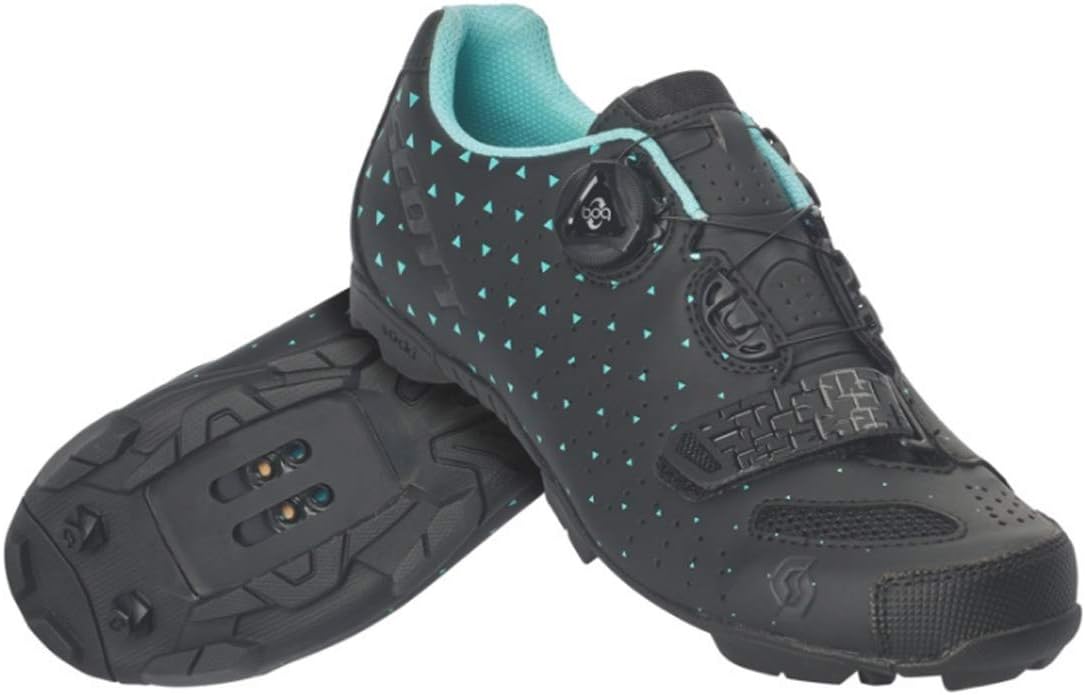 SCOTT MTB Comp BOA Lady Cycling Shoe - Women's Matte Black/Turquoise Blue, 36.0