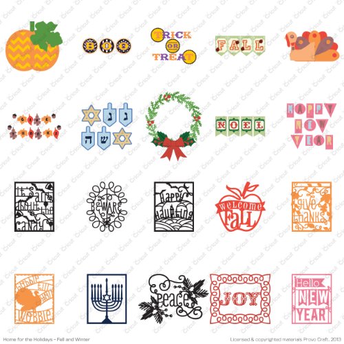 Cricut Projects Cartridge for Paper Crafting, Home for the Holidays Fall and Winter