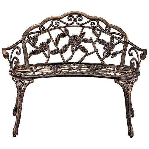 casa.pro Gartenbank Bronze Gusseisen - Wetterfester 2-Sitzer rund aus Metall im Antik-Design - Parkbank/Sitzbank/Eisenbank im Landhausstil – Bild 3