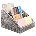 Vintage Dark Brown Wood 4 Compartments Office Supplies Organizer / Decorative Rustic Stationery Storage Rack