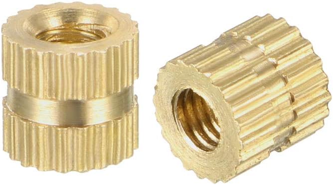 sourcing map Knurled Insert Nuts - 150Pcs M3 x 5mm Length x 5.4mm OD Female Thread Brass Threaded Insert Embedment Nut for 3D Printer