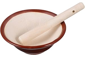 IMIKEYA Japanese Suribachi and Pestle Set - Ceramic Bowl for Grinding Spices and Seasonings
