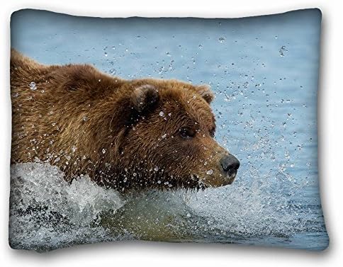 Decorative Standard Pillow Case Animals brown bear grizzly bear s water swim 20"*26" One Side