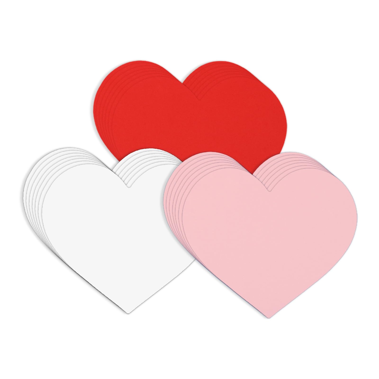 72pcs 6x5.2 Inch Heart Paper Cutouts Card, 3 Colors Large Shaped Cut Outs Double-Sided Love Cardstock Valentine's Day Crafts for Bulletin Board Decoration