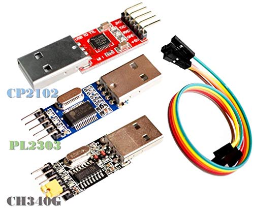 TECNOIOT 3pcs USB to TTL Module 1pc PL2303 + 1pc CP2102 + 1pc CH340G USB UART Module