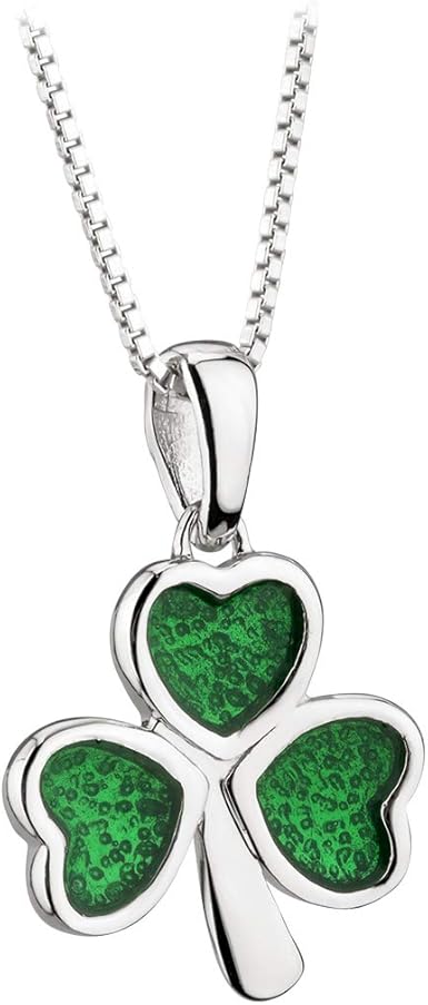 Shamrock Necklace Sterling Silver Green 