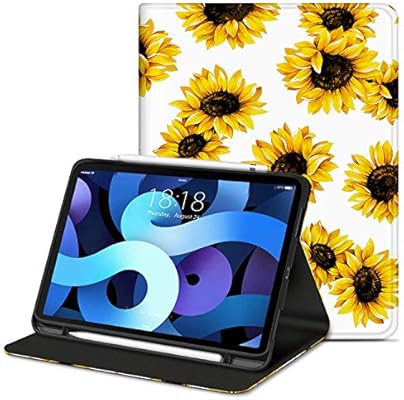 Amazon Com Inssisain Ipad Air 4 10 9 Case 2020 With Pencil Holder Soft Tpu Back Pu Leather Protective Cover With Auto Sleep Wake Stand Case For Ipad Air 4 Generation 10 9 Inch Sunflower Electronics