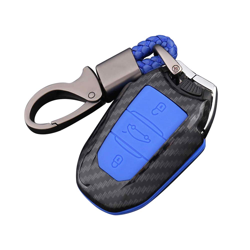 ontto Car Key Cover for Peugeot - ABS & Sillicone Protective Key Fob Cover for Peugeot 3 buttons Car Key Remote Smart Key Holder key jacket with Keyring key case