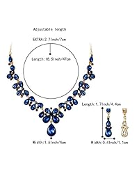 BriLove - Juego de collar y pendientes colgantes para mujer, diseño de lágrima de cristal