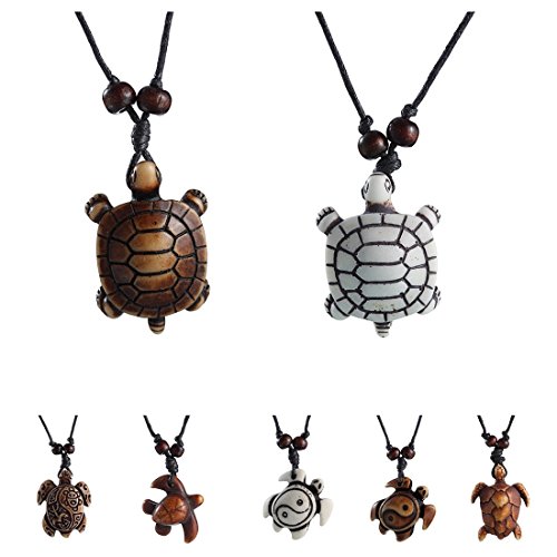 MengPa Cute Sea Turtles Tortoises Pendant Necklaces for Women Men Kids (8 Pcs) M002