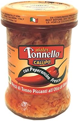 Callipo - Mister Tonnello - Pezzi di Tonno Piccanti all'olio di Oliva - 200g (Case of 12)