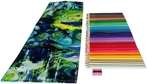 Colored Pencils Adult Kids Coloring with Canvas Wrap Sharpener (Artistic Green)