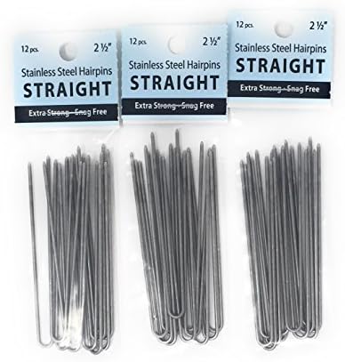 U-shaped Hair Pins - Straight, 2.5in (3 packs, Stainless Steel)