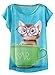 Futurino Women's Lovely Cup Cat in Teacup Print Short Sleeve T shirt Tops,White,X-Small / Small