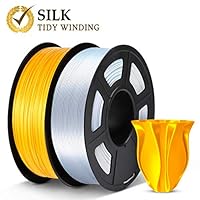 Silk Filament 1.75mm 2KG, PLA Silk Filament, Upgraded Tidy Winding, No Tangle, Silk Silver Light Gold