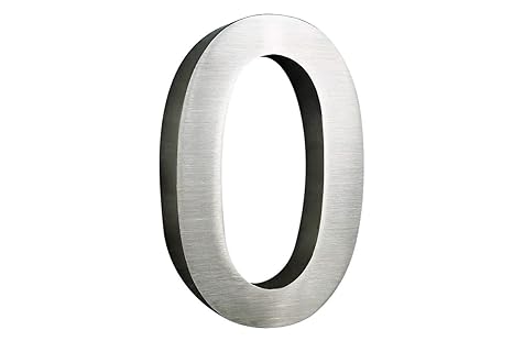 Hausnummer 0 Edelstahl 3D Design Arial rostfrei witterungsbeständig 20cm Höhe gebürsteter Edelstahl V2A inkl. Montagematerial