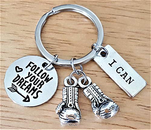 Boxing Keychain, Boxing Gloves Keychain, Sports Keychain, Following Your Dreams Keychain, I Can Keychain, Fitness Keychain, Boxing Key Ring, Boxing Gloves Key Ring - Thumbnail 2