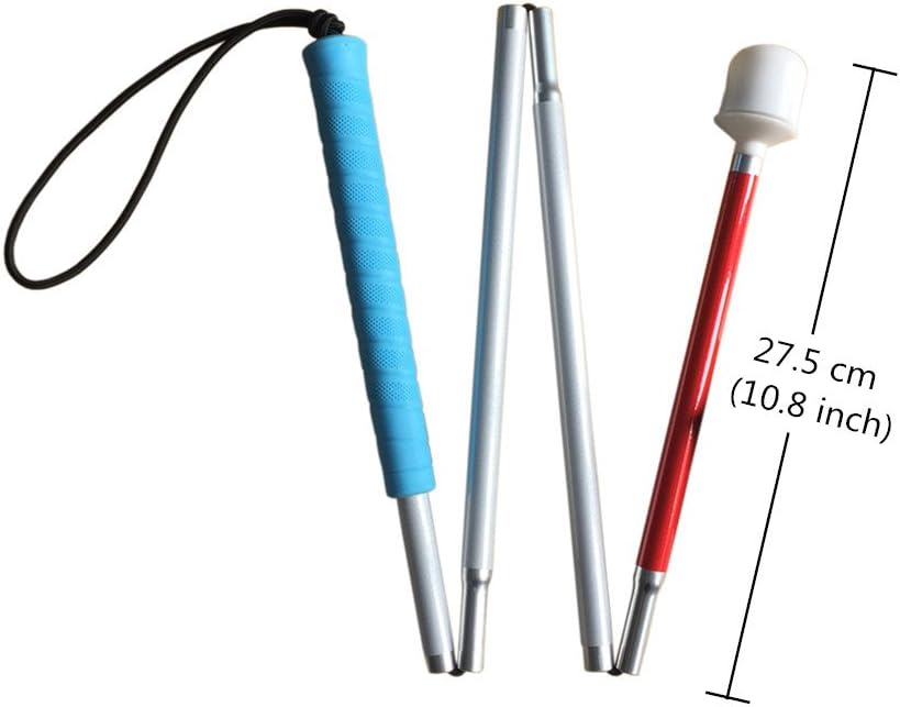 Aluminum Mobility Folding Cane for The Blind (Folds Down 4 Sections) White Cane for Children