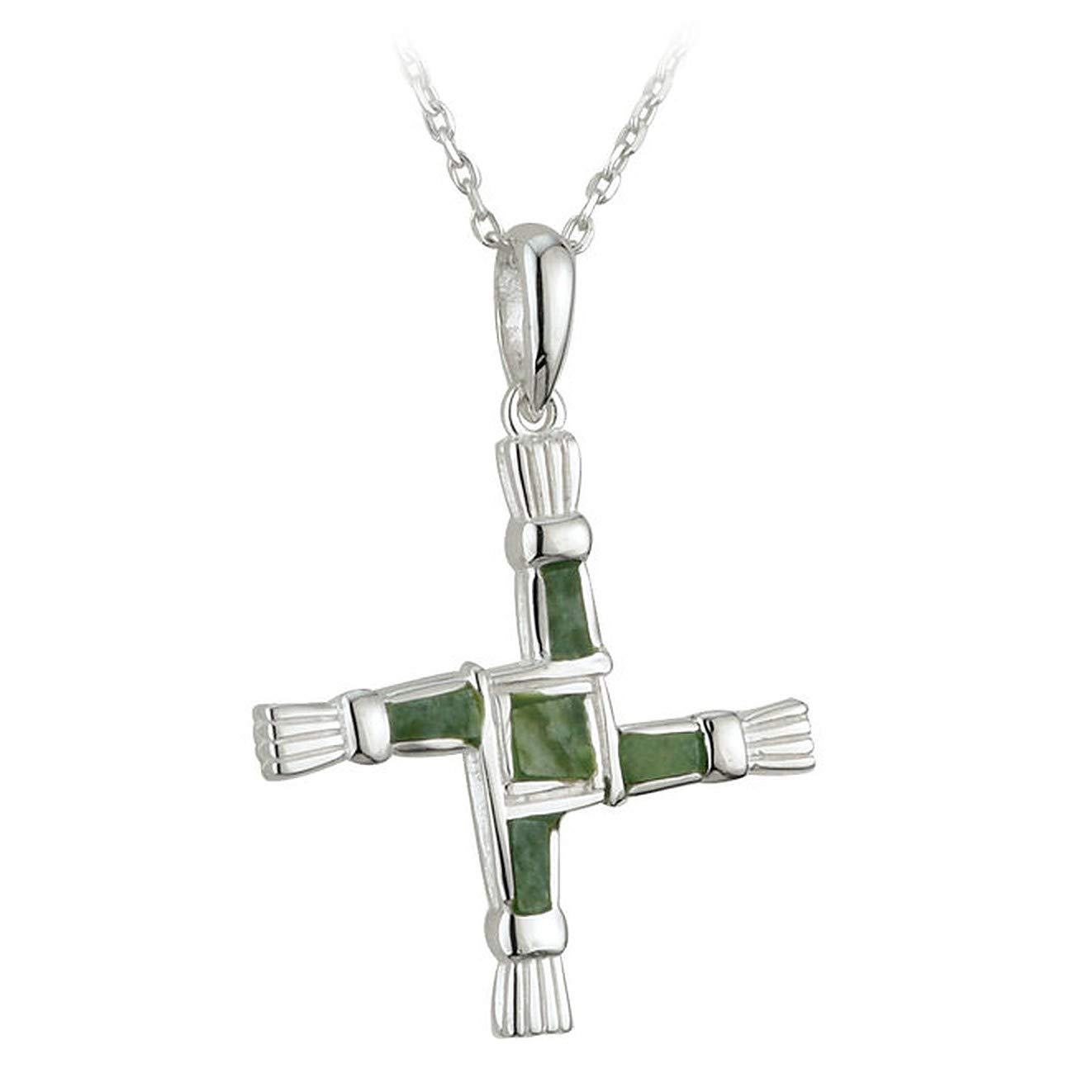 Solvar St Brigids Cross Necklace Connemara Marble Irish Made