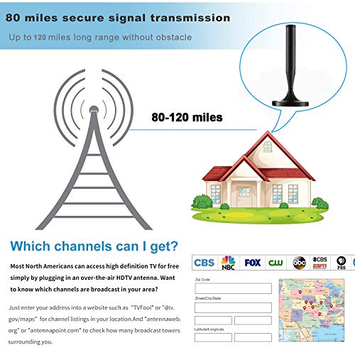 Digital TV Antenna,Full HD Amplified Smart TV Indoor Antenna TV Aerial-HDTV Antenna with Powerful Amplifier Signal Booster,60-120 Miles Range Support 4K 1080p and Older TV's with 16.4ft Coaxial Cable