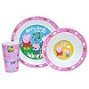 Peppa Pig Perfect Day Kids Tableware 3 Piece Reusable PP Plate, Bowl & Cup Children – Peppa, George Tumbler & Dinnerware…