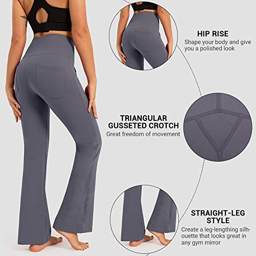 FIGESTIN Bootcut Yoga Pants for Women with Pockets, Tummy Control High Waist Workout Leggings