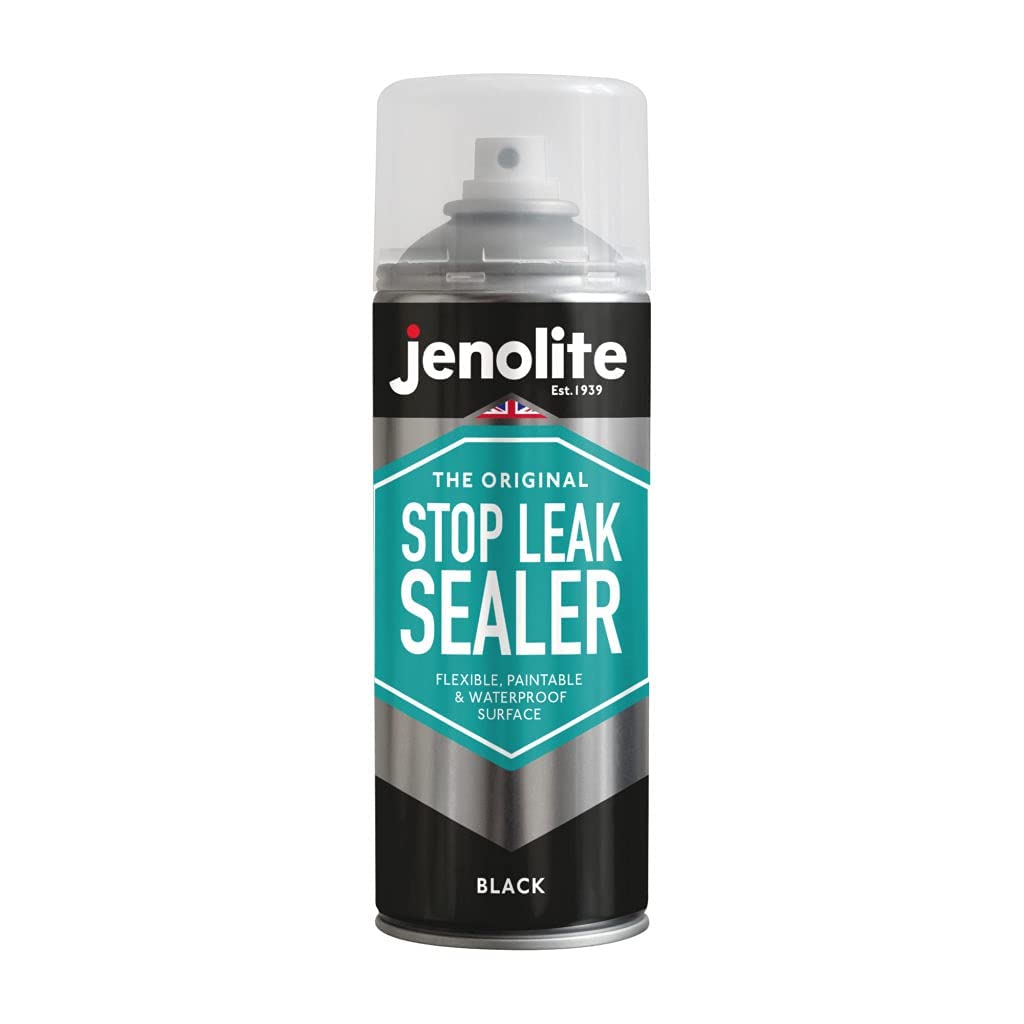 JENOLITE Stop Leak Sealer Spray | BLACK | 400ml | Leak Sealer for Gutters and Flat Roofs | Waterproof Gutter Sealant | Fills, Seals & Stops Leaks | Long Lasting Waterproof Sealant