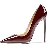 Qunvngutui Women's Pointed Toe Shallow Stiletto Heels 4.7 Inch Pumps Wedding Party Banquet Shoes