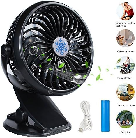 Shoppecruise Mini Battery Operated Clip Fan,Small Portable Fan Powered by Rechargeable Battery or USB Desk Personal Fan for Baby Stroller Car Laptop Table Camping Outdoors Home Office (Multi Colour)